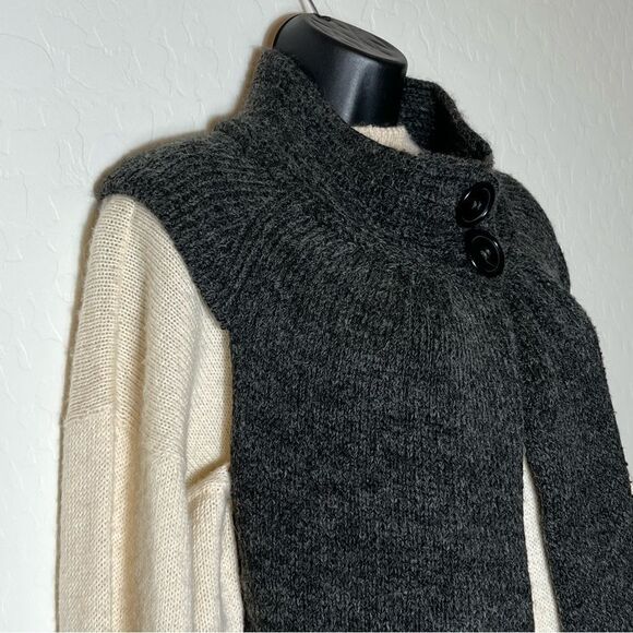 Max Mara Wool Vest Y2K Knit Mock Neck Open Sweater Sleeveless Cardigan Gray L - Picture 5 of 16